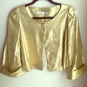 Diane Von Furstenberg midi metallic gold jacket